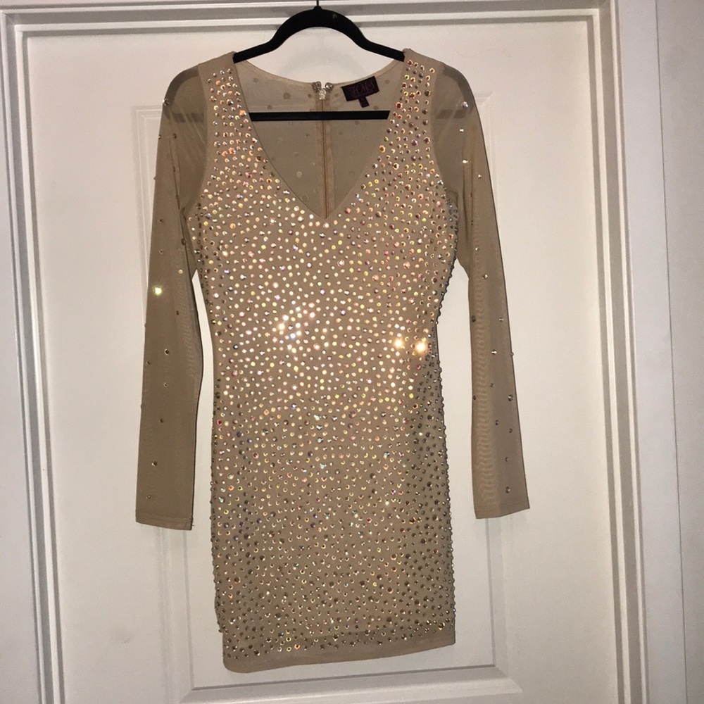 Tan dress with jewels